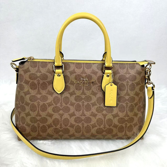 COACH Georgia Satchel/Crossbody Bag In Signature Canvas CW422 Im/Tan/Yellow NWT - Picture 1 of 10